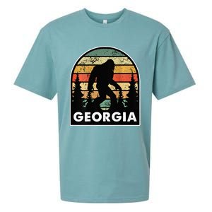 Printed on Back Georgia and a Bigfoot or a Sasquatch Sueded Cloud Jersey T-Shirt