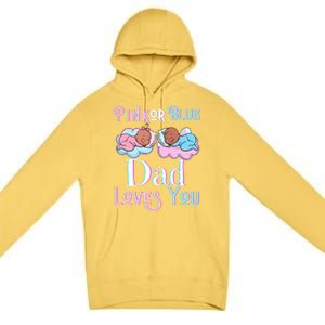 Pink Or Blue Dad Loves You Shower Gender Reveal Daddy Great Gift Premium Pullover Hoodie