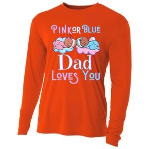 Pink Or Blue Dad Loves You Shower Gender Reveal Daddy Great Gift Cooling Performance Long Sleeve Crew