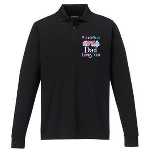 Pink Or Blue Dad Loves You Shower Gender Reveal Daddy Great Gift Performance Long Sleeve Polo