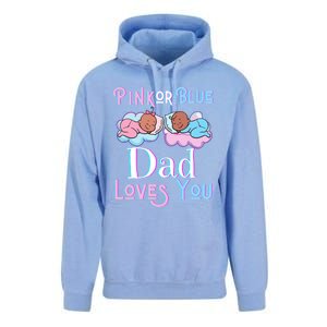 Pink Or Blue Dad Loves You Shower Gender Reveal Daddy Great Gift Unisex Surf Hoodie