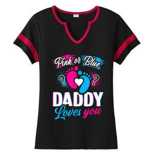 Pink Or Blue Daddy Loves You Shirt Gender Reveal Baby Gift Ladies Halftime Notch Neck Tee