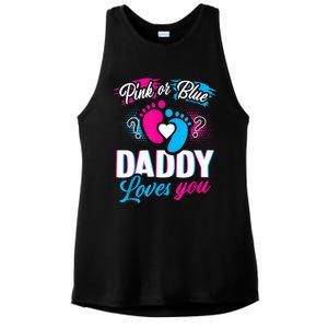 Pink Or Blue Daddy Loves You Shirt Gender Reveal Baby Gift Ladies PosiCharge Tri-Blend Wicking Tank