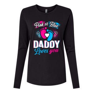 Pink Or Blue Daddy Loves You Shirt Gender Reveal Baby Gift Womens Cotton Relaxed Long Sleeve T-Shirt