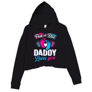 Pink Or Blue Daddy Loves You Shirt Gender Reveal Baby Gift Crop Fleece Hoodie