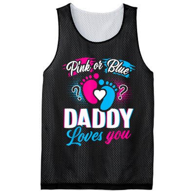 Pink Or Blue Daddy Loves You Shirt Gender Reveal Baby Gift Mesh Reversible Basketball Jersey Tank
