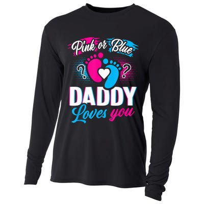 Pink Or Blue Daddy Loves You Shirt Gender Reveal Baby Gift Cooling Performance Long Sleeve Crew