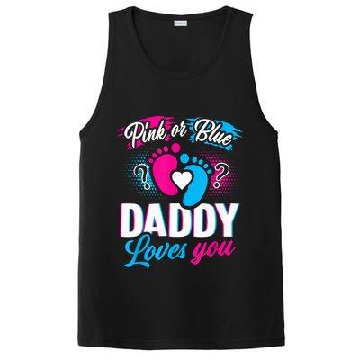 Pink Or Blue Daddy Loves You Shirt Gender Reveal Baby Gift PosiCharge Competitor Tank