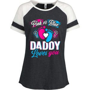 Pink Or Blue Daddy Loves You Shirt Gender Reveal Baby Gift Enza Ladies Jersey Colorblock Tee