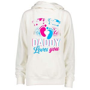 Pink Or Blue Daddy Loves You Shirt Gender Reveal Baby Gift Womens Funnel Neck Pullover Hood