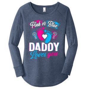 Pink Or Blue Daddy Loves You Shirt Gender Reveal Baby Gift Women's Perfect Tri Tunic Long Sleeve Shirt