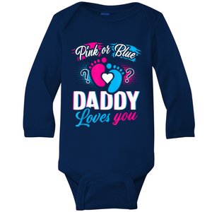 Pink Or Blue Daddy Loves You Shirt Gender Reveal Baby Gift Baby Long Sleeve Bodysuit