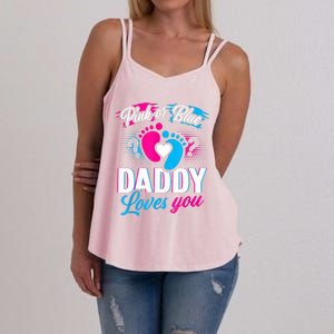 Pink Or Blue Daddy Loves You Shirt Gender Reveal Baby Gift Women's Strappy Tank