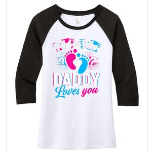 Pink Or Blue Daddy Loves You Shirt Gender Reveal Baby Gift Women's Tri-Blend 3/4-Sleeve Raglan Shirt