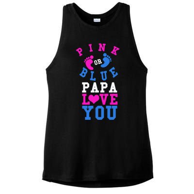 Pink Or Blue Papa Loves You Gift Gender Reveal Great Gift Ladies PosiCharge Tri-Blend Wicking Tank