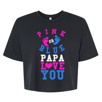 Pink Or Blue Papa Loves You Gift Gender Reveal Great Gift Bella+Canvas Jersey Crop Tee