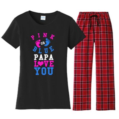 Pink Or Blue Papa Loves You Gift Gender Reveal Great Gift Women's Flannel Pajama Set