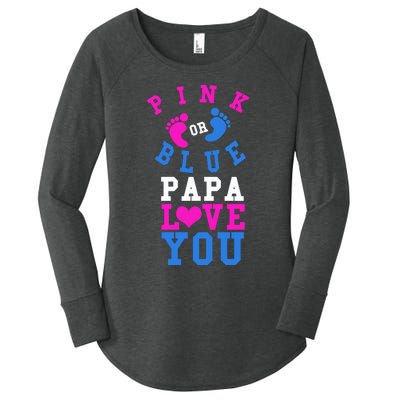 Pink Or Blue Papa Loves You Gift Gender Reveal Great Gift Women's Perfect Tri Tunic Long Sleeve Shirt