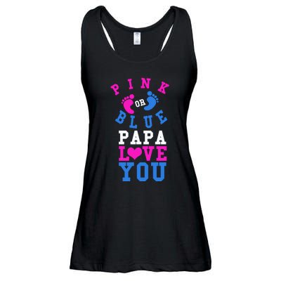 Pink Or Blue Papa Loves You Gift Gender Reveal Great Gift Ladies Essential Flowy Tank