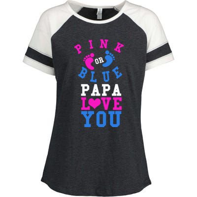 Pink Or Blue Papa Loves You Gift Gender Reveal Great Gift Enza Ladies Jersey Colorblock Tee