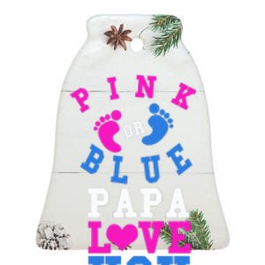 Pink Or Blue Papa Loves You Gift Gender Reveal Great Gift Ceramic Bell Ornament