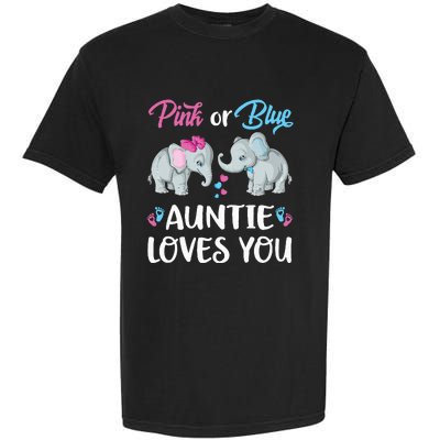 Pink Or Blue Auntie Loves You Elephants Gender Reveal Family Garment-Dyed Heavyweight T-Shirt