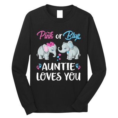 Pink Or Blue Auntie Loves You Elephants Gender Reveal Family Long Sleeve Shirt