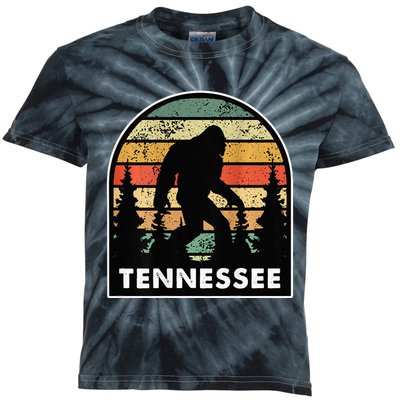 Printed On Back Tennessee With A Bigfoot Or A Sasquatch Kids Tie-Dye T-Shirt