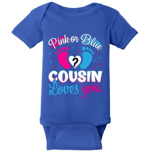 Pink Or Blue Cousin Loves You Funny Gift Gender Reveal Party Gift Baby Bodysuit