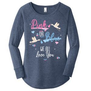 Pink Or Blue We All Love You Gender Reveal Party Great Gift Women's Perfect Tri Tunic Long Sleeve Shirt