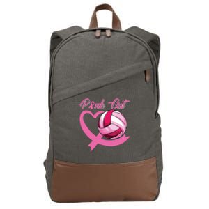 Pink Out Breast Cancer Pink Ribbon Heart Volleyball Ball Cotton Canvas Backpack