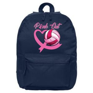 Pink Out Breast Cancer Pink Ribbon Heart Volleyball Ball 16 in Basic Backpack