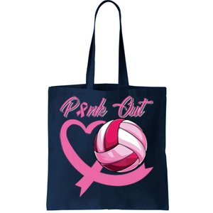 Pink Out Breast Cancer Pink Ribbon Heart Volleyball Ball Tote Bag