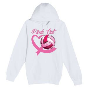 Pink Out Breast Cancer Pink Ribbon Heart Volleyball Ball Premium Pullover Hoodie