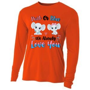 Pink Or Blue We Always Love You Funny Elephant Gender Reveal Gift Cooling Performance Long Sleeve Crew