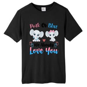 Pink Or Blue We Always Love You Funny Elephant Gender Reveal Gift Tall Fusion ChromaSoft Performance T-Shirt