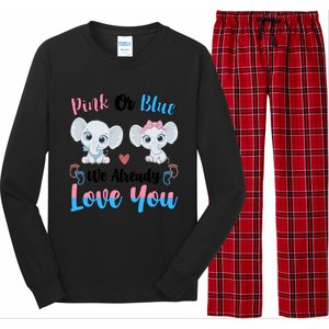 Pink Or Blue We Always Love You Funny Elephant Gender Reveal Gift Long Sleeve Pajama Set