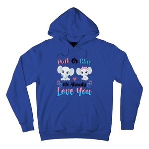 Pink Or Blue We Always Love You Funny Elephant Gender Reveal Gift Hoodie