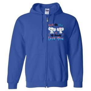 Pink Or Blue We Always Love You Funny Elephant Gender Reveal Gift Full Zip Hoodie