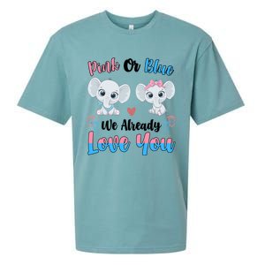 Pink Or Blue We Always Love You Funny Elephant Gender Reveal Gift Sueded Cloud Jersey T-Shirt