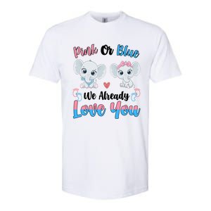 Pink Or Blue We Always Love You Funny Elephant Gender Reveal Gift Softstyle CVC T-Shirt