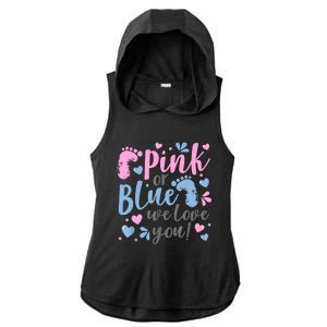 Pink Or Blue We Love You Gender Reveal Baby Shower Gift Ladies PosiCharge Tri-Blend Wicking Draft Hoodie Tank