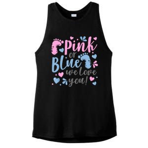 Pink Or Blue We Love You Gender Reveal Baby Shower Gift Ladies PosiCharge Tri-Blend Wicking Tank