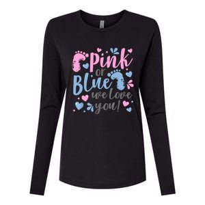 Pink Or Blue We Love You Gender Reveal Baby Shower Gift Womens Cotton Relaxed Long Sleeve T-Shirt