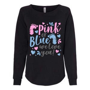 Pink Or Blue We Love You Gender Reveal Baby Shower Gift Womens California Wash Sweatshirt