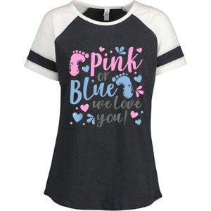 Pink Or Blue We Love You Gender Reveal Baby Shower Gift Enza Ladies Jersey Colorblock Tee