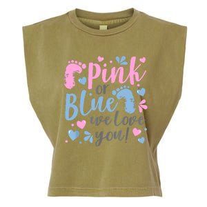 Pink Or Blue We Love You Gender Reveal Baby Shower Gift Garment-Dyed Women's Muscle Tee