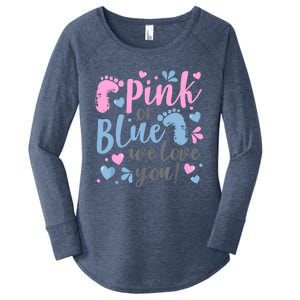 Pink Or Blue We Love You Gender Reveal Baby Shower Gift Women's Perfect Tri Tunic Long Sleeve Shirt