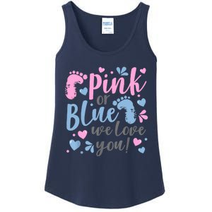 Pink Or Blue We Love You Gender Reveal Baby Shower Gift Ladies Essential Tank