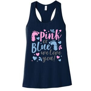 Pink Or Blue We Love You Gender Reveal Baby Shower Gift Women's Racerback Tank